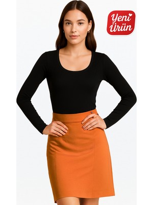 Novelle Havuz Yaka Uzun Kol Fitilli Bluz