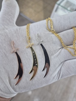 925 Ayar Papatya Silver Zülfikar Kılıç Kolye.kılıç Kolye.rose.gold.rodaj