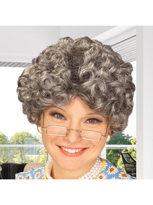 Urfakent Bilişim Gri Kıvırcık Büyükanne Peruğu Astarlı Model