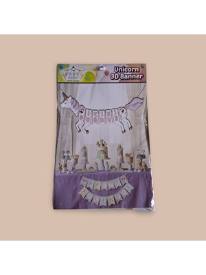 Kutlama Kutusu Unicorn  3D Banner