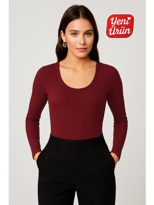 Novelle Havuz Yaka Uzun Kol Fitilli Bluz