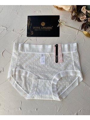 Intive Lingerie Lily Baby Puantiyeli Pamuk Ağlı Transparan Esnek Normal Bel Ithal Şık BATO/SLIP-2827