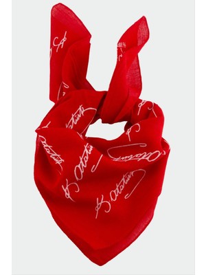 Zero Techmrt Atatürk Imzalı Desenli Bandana 50X50-KIRMIZI