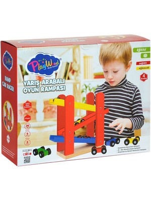 paraply ONY-382 Playwood Ahşap Yarış Arabalı Oyun Rampası-Onyıl Kız Erkek Çocuk Oyuncak Eğitici Oyuncaklar