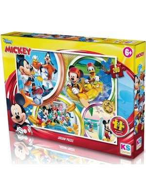OMZ Ks Puzzle 200 Parça Mickey Mouse Kız Erkek Çocuk Oyuncak Eğitici Oyuncaklar