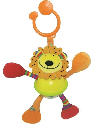 OMZ Biba Toys çıngırak ve Dişlikli Aslan Puset Oyuncağı Kız Erkek Çocuk Oyuncak Eğitici Oyuncaklar