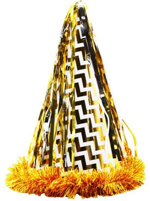 Techmrt Zero Land - Püsküllü Metalize Karton Kotyon Şapka Gold