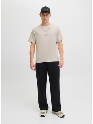 Jack & Jones Bisiklet Yaka Bej Erkek T-Shirt 12278787_JJESOHO Tee Ss Crew Neck N