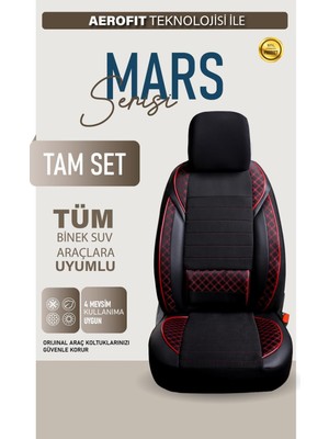 Castor Otomotiv Mini Copper Contryman Uyumlu Lüx Bel Destekli Mars Yarı Deri Oto Koltuk Kılıfı Siyah Kırmızı Renk