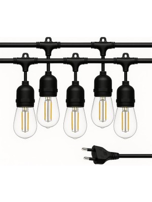 Ledx KB00001 5'li E27 Duy Sıralı 5 Metre Lamba Kablosu (5 Adet Duy Içerir)