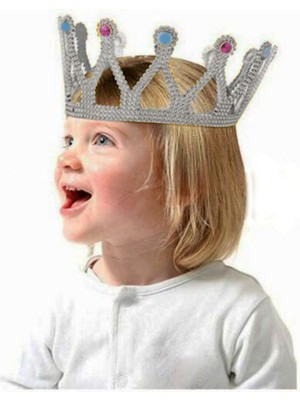 Zero Land Techmrt Gümüş Renk Çocuk ve Yetişkin Uyumlu Kraliçe Tacı Prenses Tacı 8X25 cm