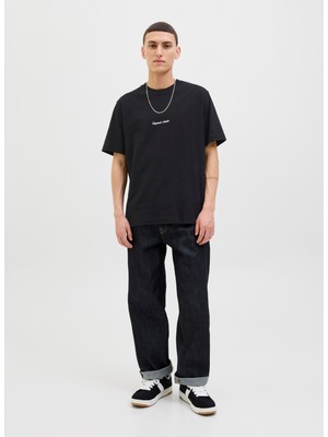 Jack & Jones Bisiklet Yaka Siyah Erkek T-Shirt 12282892_JORNORREBRO Emb Tee Ss Cre