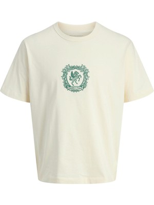 Jack & Jones Bisiklet Yaka Krem Erkek T-Shirt 12283763_JORCAMBRIDGE Emb Tee Ss Cr