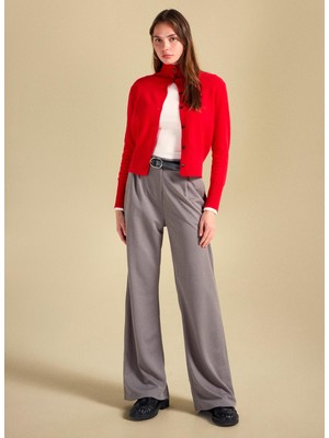 People By Fabrika Standart Bel Relaxed Gri Melanj Kadın Pantolon PBF5WL-PNT9523