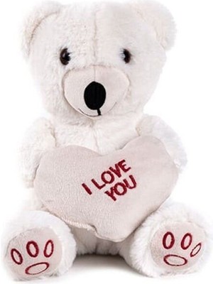 OMZ 5520 50CM Beyaz Kalpli Ayıcık Kız Erkek Çocuk Oyuncak Eğitici Oyuncaklar