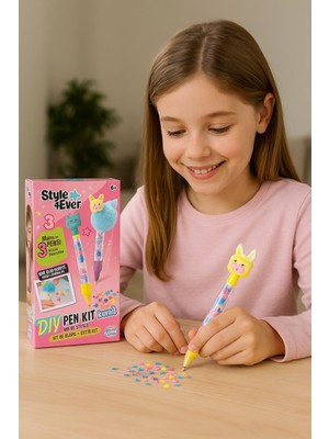 Toyfest Kawaii Pembe Style 4 Ever Yummy Dıy Kalem Yapım Seti Çocuklar Için 3 Lü Tatlı Tasarım Kit 20CM