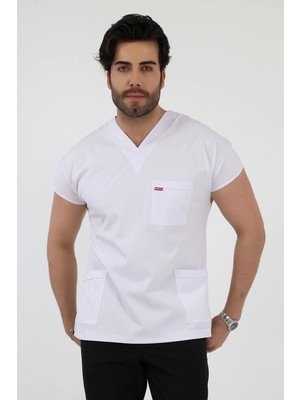 Bflex Unisex Likralı Yarasa Kol Tek Üst - 6401 Beyaz Soft