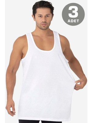 Arma Yıldız Erkek Beyaz Büyük Beden Atlet 3'lü Paket %100 Pamuklu Penye