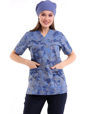 Zarf Yaka Desenli Üst - 3906 Açık Kamuflaj