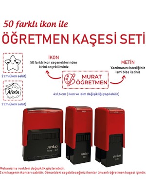 Mühürşah 3'lü Öğretmen Kaşesi Seti - Kişiye Özel, Motive edici kaşe