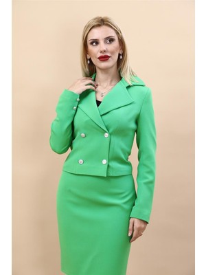 Önder Özsoy Gömlek Yaka Kuruvaze Kısa Ceket-Yeşil