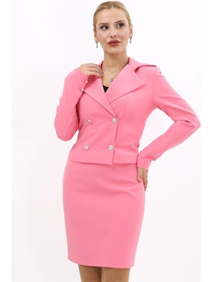 Önder Özsoy Gömlek Yaka Kuruvaze Kısa Ceket-Pembe