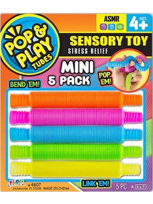paraply 04807 -Sun-Jru-Pop Play Tubes Duyusal Stres Oyuncağı Mini 5li Kız Erkek Çocuk Oyuncak Eğitici Oyunca