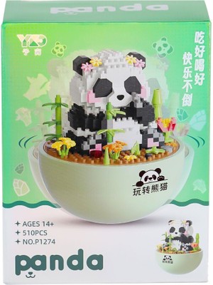 paraply P1274 Panlos Panda Blok Seti 510 Parça -Vagon Life Kız Erkek Çocuk Oyuncak Eğitici Oyuncaklar