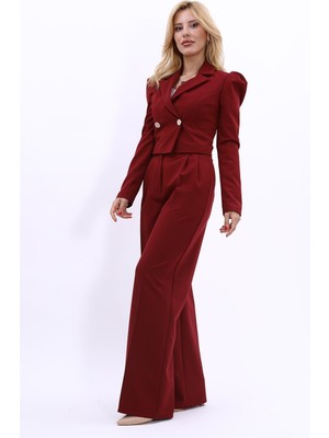 Önder Özsoy Gömlek Yaka Kısa Ceket & Erkek Yaka Drape Kollu Kısa Ceket-Bordo