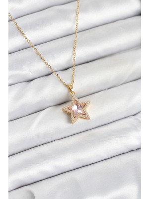 Callerrons Accessories Zincir Pembe Taşlı Yıldız Model Kadın Kolye - EBJ251025W38307