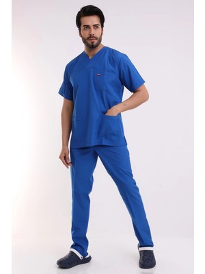 Bilenn Tekstil Zarf Yaka Erkek Likralı Takım - 6411 Saks Mavi