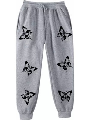 Punix Kids Punıx Kıds Özel Tasarım Siyah Kelebekler Baskılı %100 Pamuk Kışlık Yeni Stil Kız Çocuk Eşofman Altı