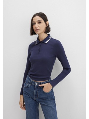 Mavi Çizgi Detaylı Lacivert Polo Tişört 1613836-80729