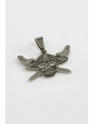 Zero Techmrt Kılıç Kuru Kafa Çelik Kolye Ucu 3 Cm-Gümüş Rengi