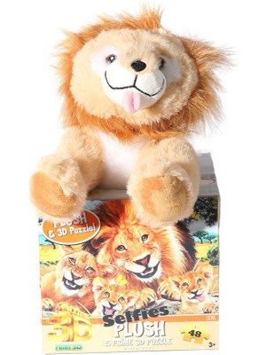 OMZ Prm 15803 Prime 3D Aslan Peluş Selfie 48 Parça Puzzle Kız Erkek Çocuk Oyuncak Eğitici Oyuncaklar