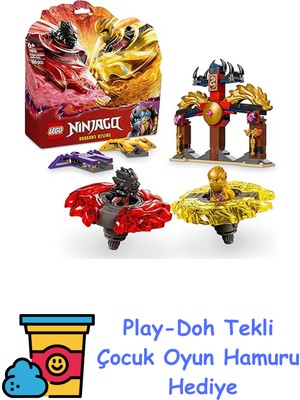 LEGO Nınjago Ejderha Spinjitzu Savaş Paketi 71826-6 Yaş ve Üzeri Çocuklar Için 2 Ninja Minifigürü Içeren Yaratıcı Oyuncak Yapım Seti, Doğum Günü Hediyesi (186 Parça) + Play-Doh Oyun Hamuru