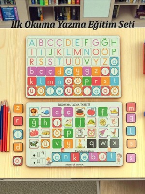 Emdief Home "okuma Yazma Öğreniyorum Seti" Ahşap Oyuncak Türkçe Ingilizce Harfler Ilk Okuma Seti Harf Puzzle
