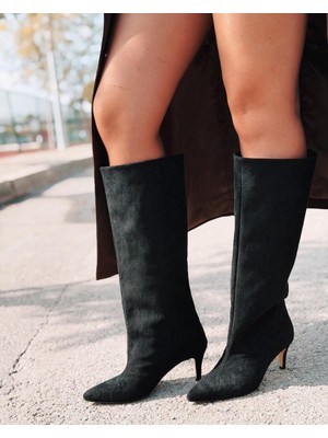 I Love Shoes Gwen Kadın Topuklu Çizme Siyah Süet