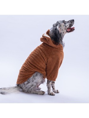 Pawstar Kahverengi Lucca Teddy Hoodie Ayı Kulaklı Peluş Orta Büyük Irklar Köpek Kıyafeti Köpek Sweati