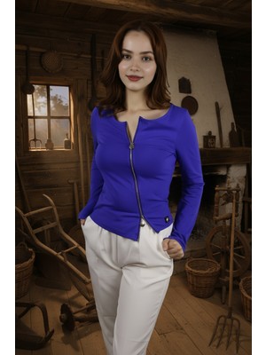 Flare Kadın Fermuarlı Uzun Kollu Bluz – Şık ve Rahat Premium Kumaş