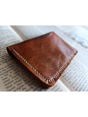 Mahfuz Hakiki Deri Üst Kalite Tamamen El Emeği Minimalist Cüzdan 15.5X10.5 cm Sda4