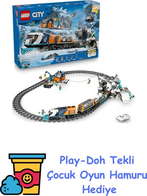 LEGO City Kaşiflerin Kuzey Kutbu Ekspres Treni 60470 - Stem’e Ilgi Duyan 7 Yaş ve Üzeri Çocuklar Için Yaratıcı ve Eğitici Oyuncak Yapım Seti, Doğum Günü Hediyesi (1517 + Play-Doh Oyun Hamuru