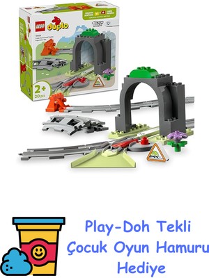 LEGO Duplo Town Tren Tüneli ve Rayları Ek Macera Seti 10425-2 Yaş ve Üzeri Okul Öncesi Çocuklar Için Eğitici ve Yaratıcı Tren Oyuncağı, Hediye Fikri (20 Parça) + Play-Doh Oyun Hamuru