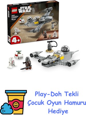 LEGO Star Wars: The Mandalorian Mando ve Grogu’nun N-1 Starfighter’ı 75410-4 Yaş ve Üzeri Çocuklar Için Yaratıcı Oyuncak Yapım Seti, Doğum Günü Hediyesi (92 Parça) + Play-Doh Oyun Hamuru
