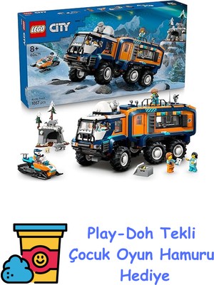 LEGO City Kutup Kaşifi Laboratuvar Kamyonu 60471-8 Yaş ve Üzeri Bilim Tutkunu Çocuklar Için Laboratuvar Kamyonu Içeren Yaratıcı Oyuncak Yapım Seti, Doğum Günü Hediyesi + Play-Doh Oyun Hamuru