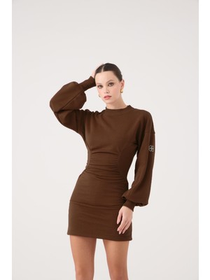 Holly Lolly Belden Oturmalı Mini Nancy Elbise Kahve