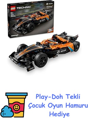 LEGO Technic Neom Mclaren Formula E Yarış Arabası 42169-9 Yaş ve Üzeri Çocuklar Için Koleksiyonluk Yaratıcı Yarış Arabası Model Yapım Seti, Doğum Günü Hediyesi Fikri ( + Play-Doh Oyun Hamuru