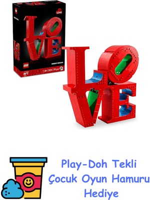 LEGO Art Love Yapım Seti 31214 – Yetişkinler Için Ofis Veya Ev Hediyesi Olabilecek Robert Indiana Heykeli Dekoratif Yapım Seti, Çiftler Için Nişan Veya Sevgililer Günü + Play-Doh Oyun Hamuru