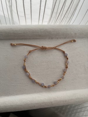 Pel Design Minimal Tanzanit Taşı Ip Bileklik & Halhal El Yapımı