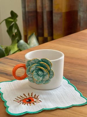 M'art Home Hanmdmade Rose Gold Fincan- Tabaklı 1 Adet